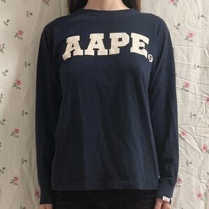 Unisex Men’s or Women’s AAPE By Bathing Ape Navy Long Sleeve Shirt